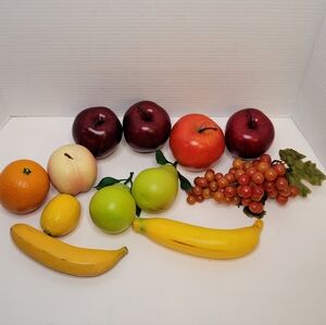 Vintage Artificial Fruit Bundle 12 Pieces Two Types of Plastic